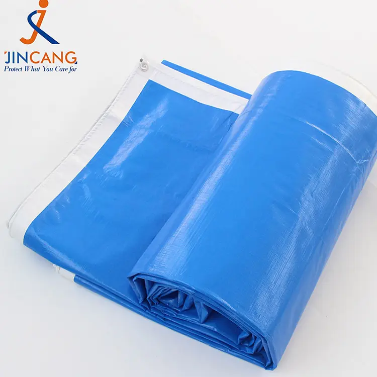 प्रिंट पीई टार्पॉलिनसह 220 ग्रॅम ब्लू व्हाइट