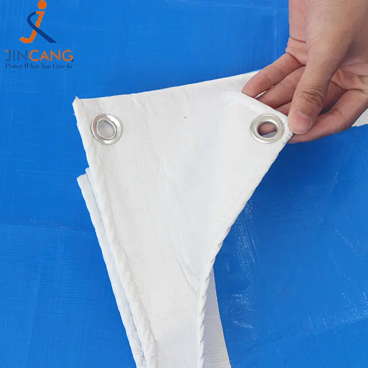 प्रिंट पीई टार्पॉलिनसह 220 ग्रॅम ब्लू व्हाइट